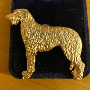 Vintage Signed C. Johnson Gold Tone Dog Brooch ©1997 | Artist Signed Canine Pin